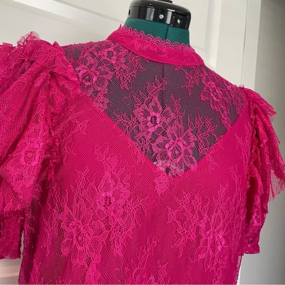 Free People Secret Admirer hot pink lace two piece top - Picture 4 of 7